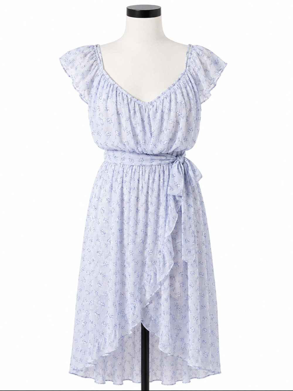 Abercrombie & Fitch Blue Ditsy Floral High-Low Dress XS Like NWOT